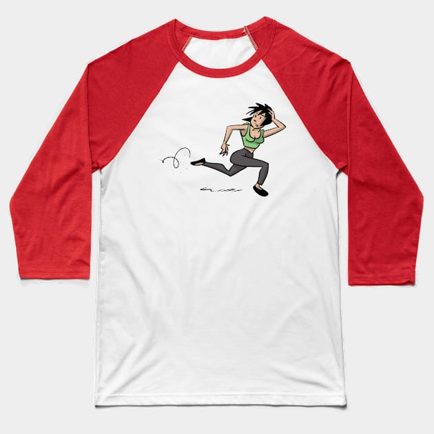 Run Away! Baseball T-Shirt by brightredrocket